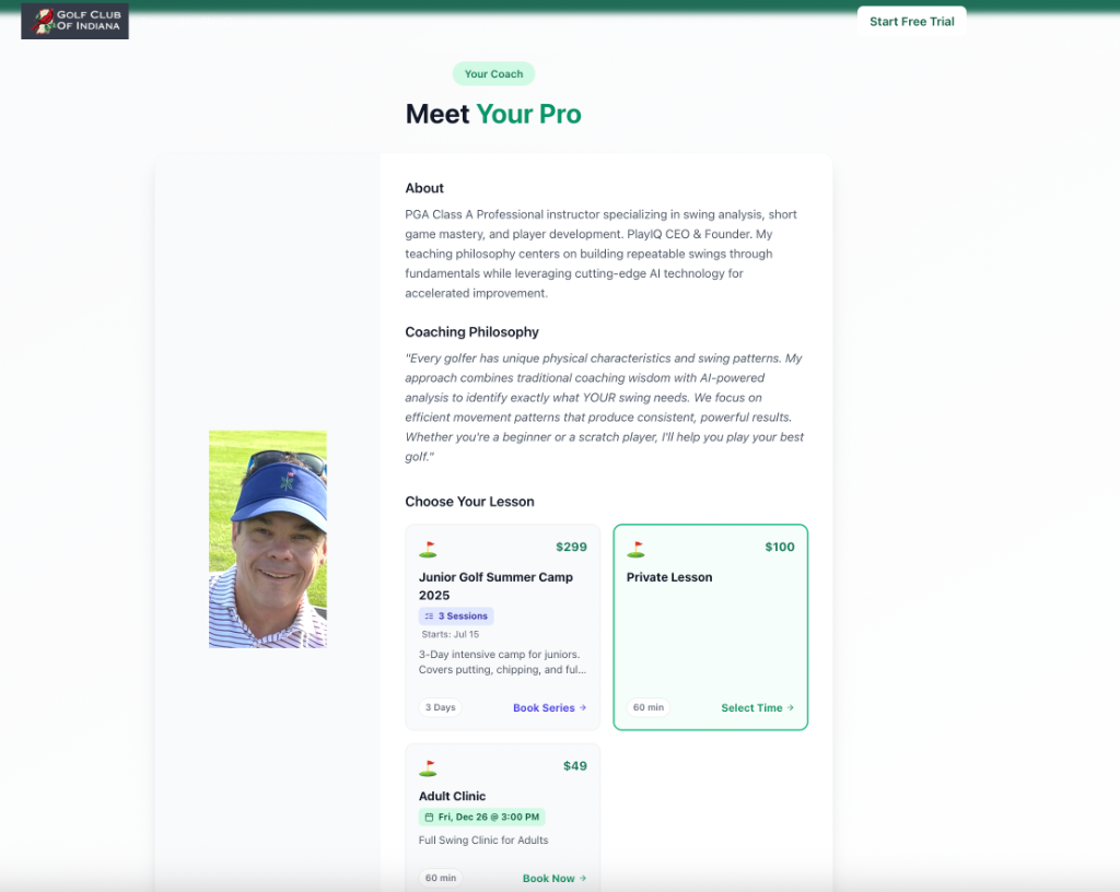 PlayIQ Facility Booking Page Demo